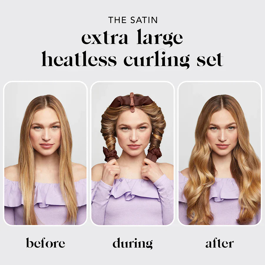 Kitsch Kitsch Extra Large Satin Heatless Curling Set - Chocolate Hair Styling Products