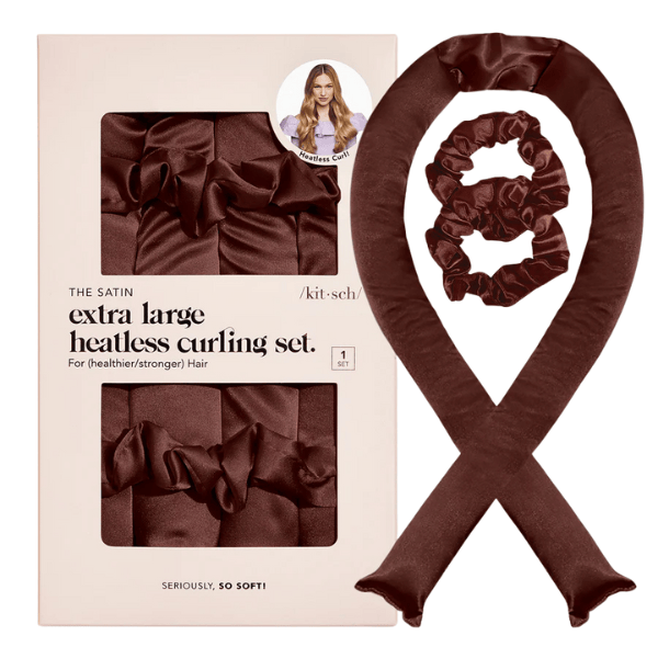 Kitsch Kitsch Extra Large Satin Heatless Curling Set - Chocolate Hair Styling Products