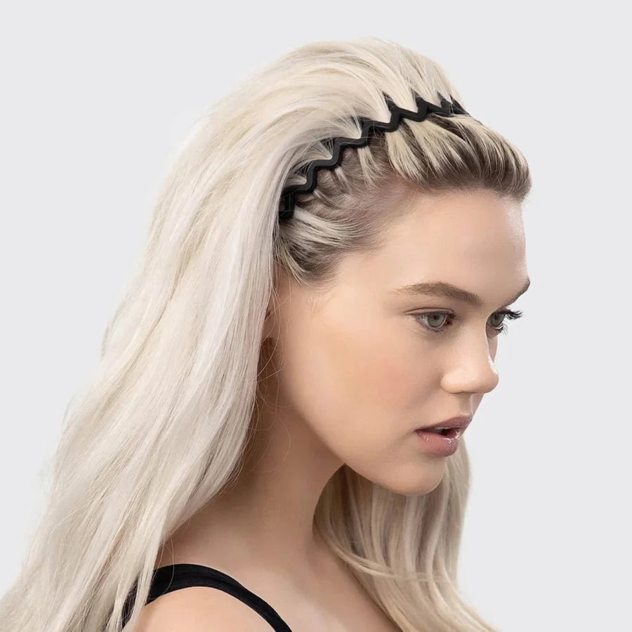 Kitsch Kitsch Recycled Plastic Zigzag Headbands 2pc Set - Black & Tort Headband