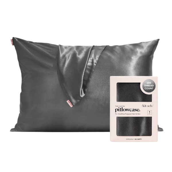 Kitsch Charcoal Gray Kitsch Satin Pillowcase (Various Colours) Wellness