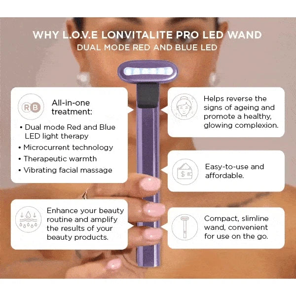 Lonvitalite Lonvitalite PRO LED Facial Wand - Black LED Light Therapy