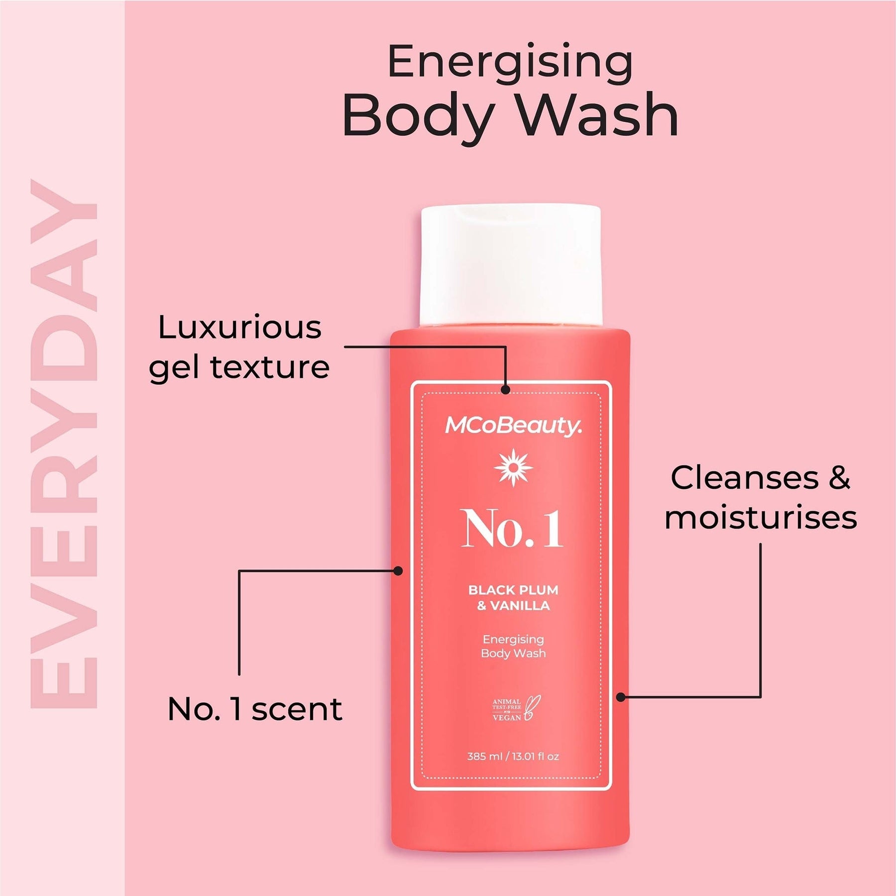 MCoBeauty MCoBeauty Everyday Body Wash Cream-Gel 385ml  - No.1 Black Plum & Vanilla Body Care