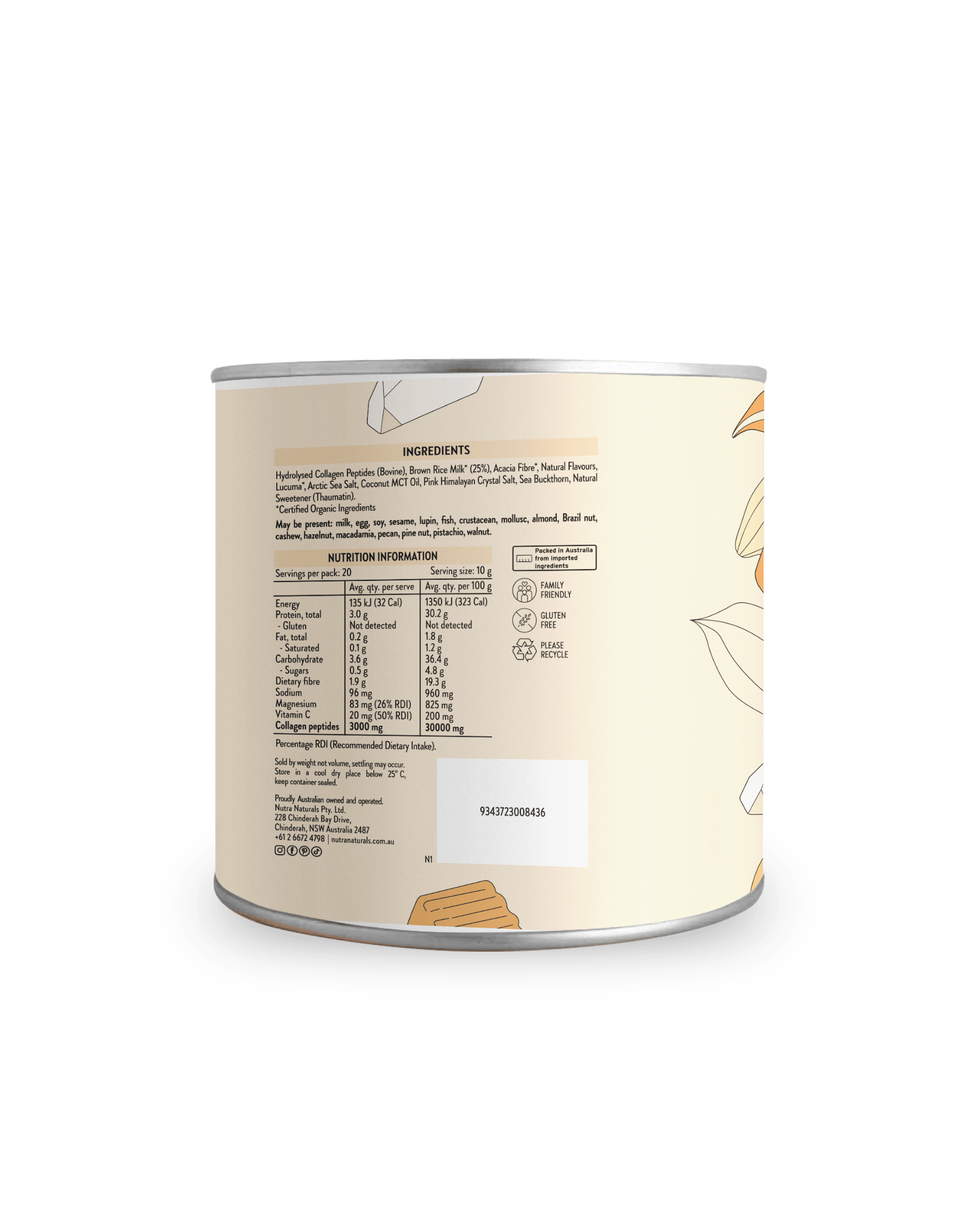 Nutra Naturals Nutra Naturals Collagen White Hot Choc - Salted Caramel 200g Wellness
