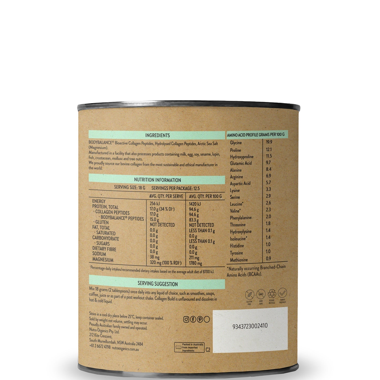 Nutra Organics Nutra Organics Collagen Build - Unflavoured 225g Skin Care
