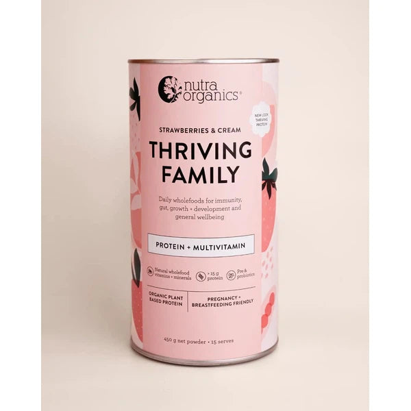 Nutra Organics Strawberries & Cream / 450g Nutra Organics Thriving Family supplements