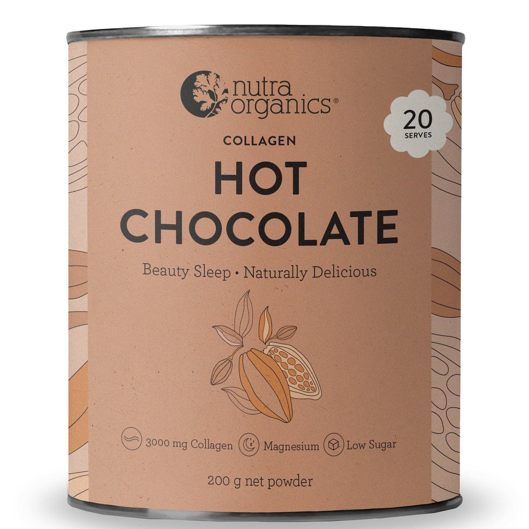 Nutra Organics Nutra Organics Collagen Hot Chocolate Powder 200g Wellness