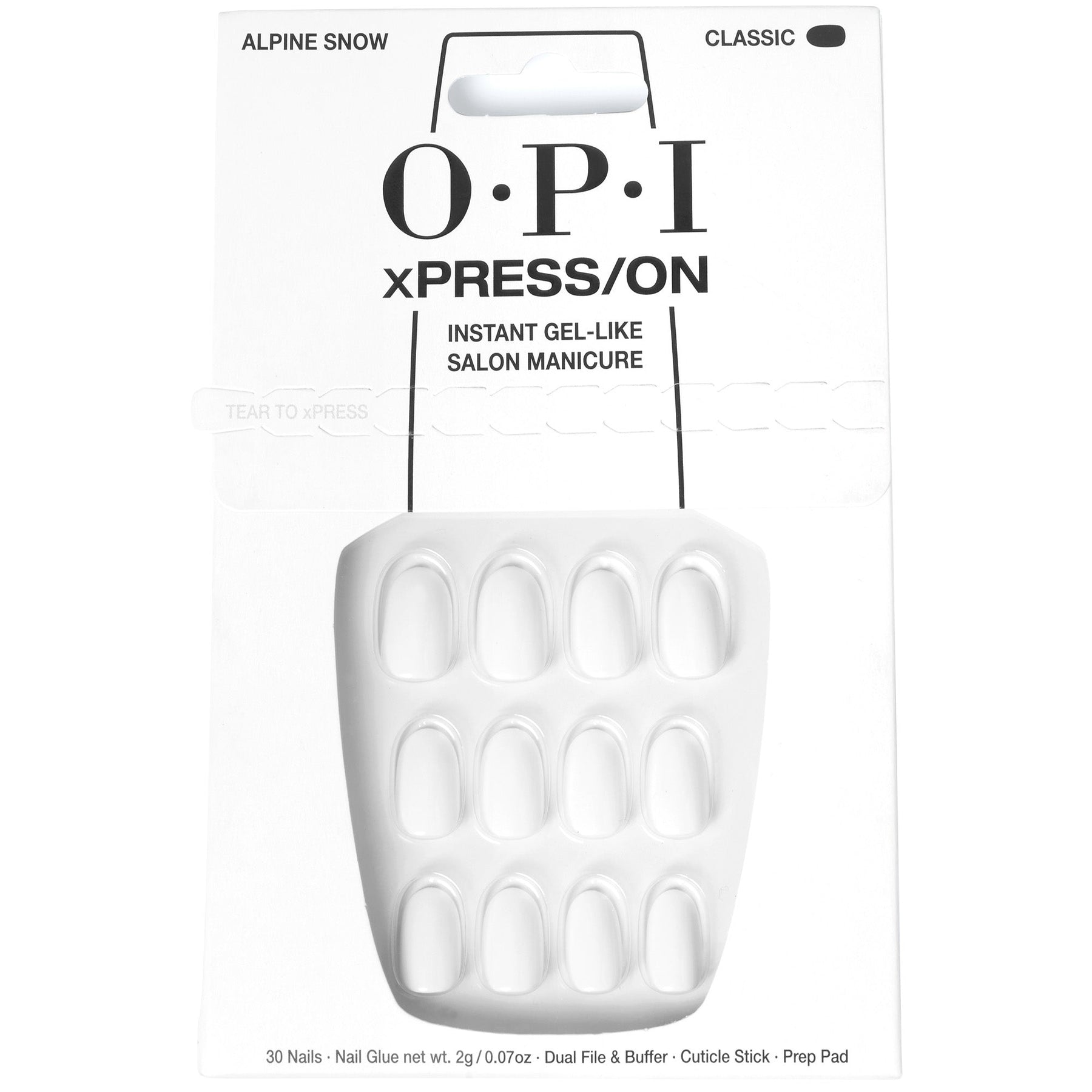 OPI OPI xPRESS/ON - Alpine Snow Press On Nails Gel-Like Salon Manicure Nail Care