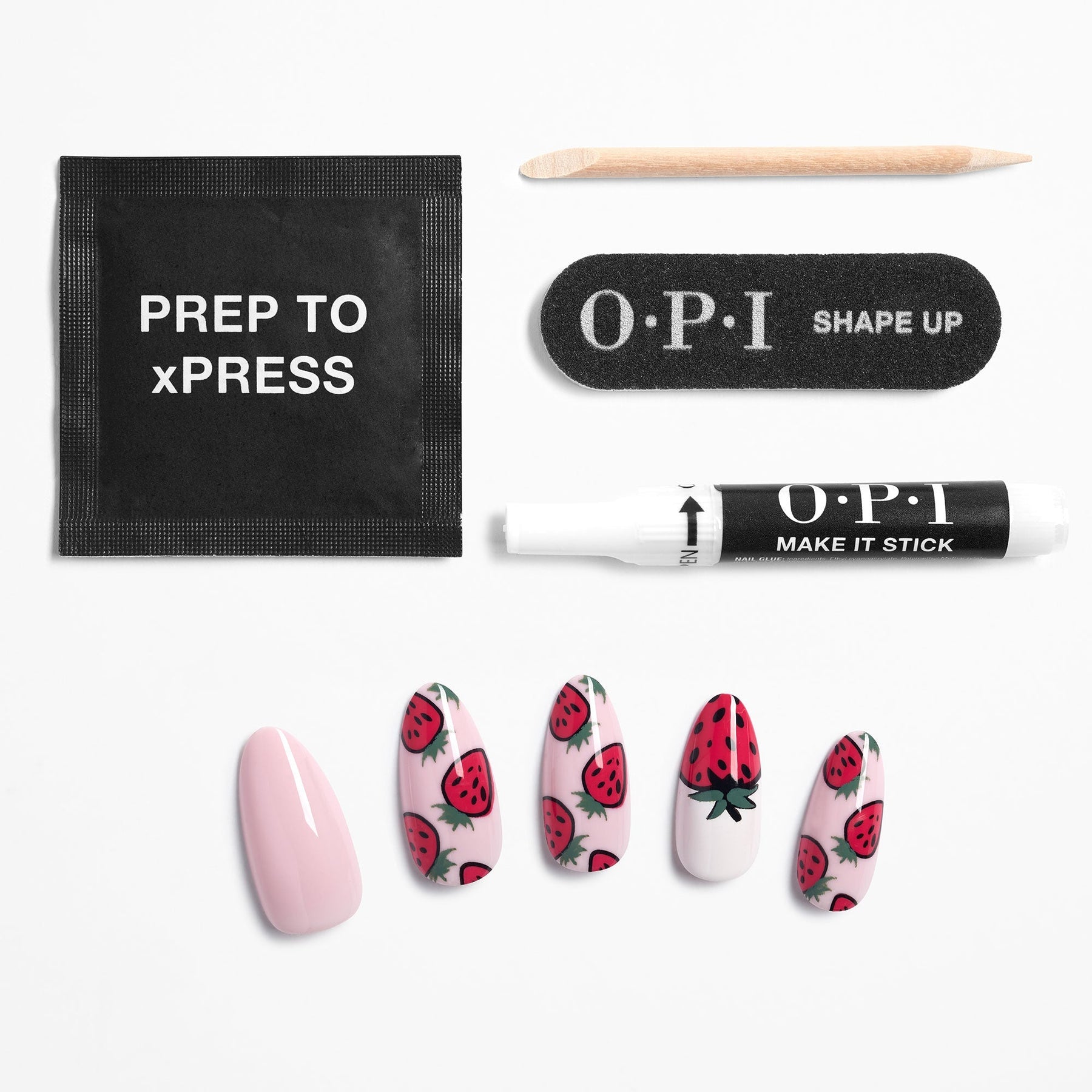 OPI OPI xPRESS/ON - Tastes Like Strawberries Press On Nails Gel-Like Salon Manicure Nail Care