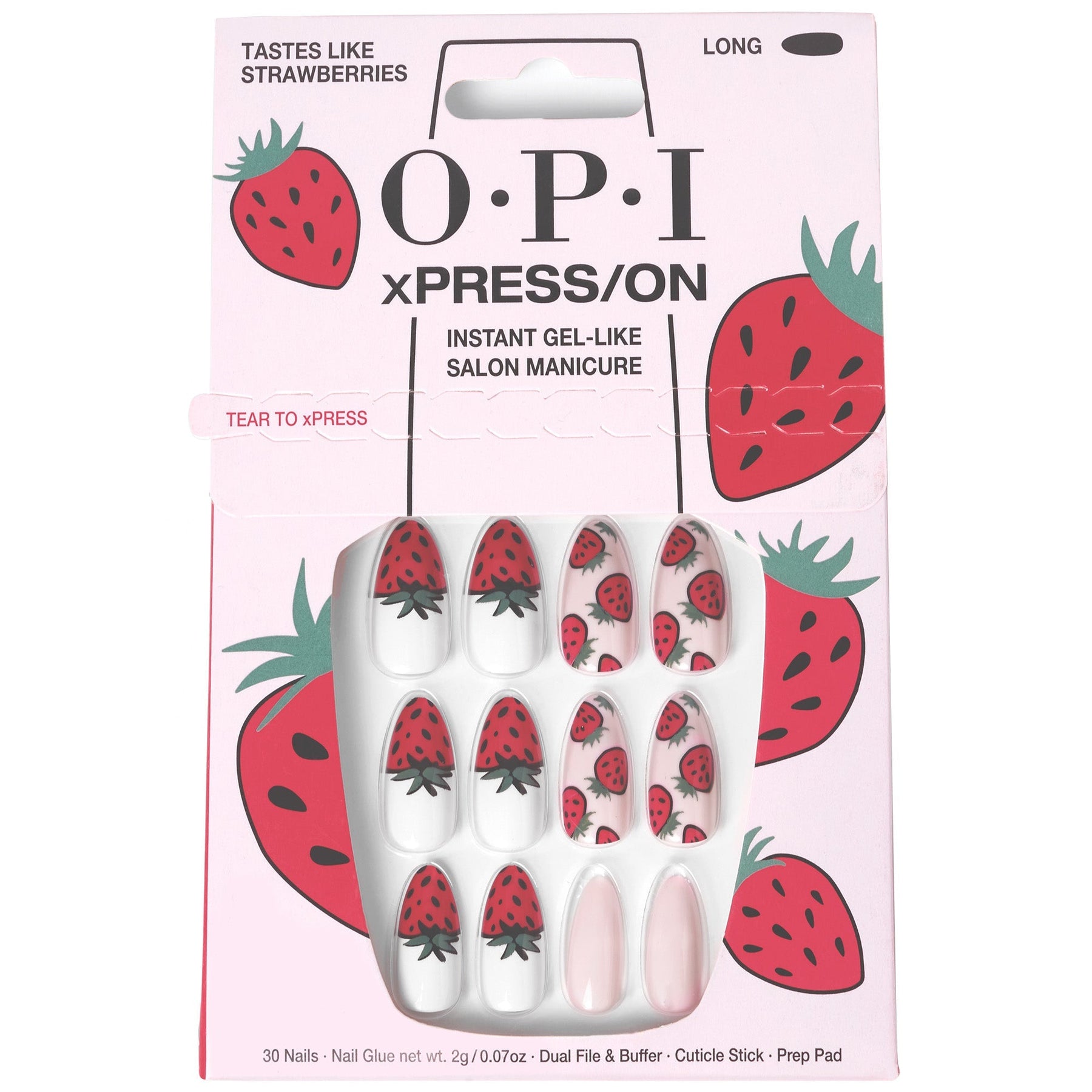 OPI OPI xPRESS/ON - Tastes Like Strawberries Press On Nails Gel-Like Salon Manicure Nail Care