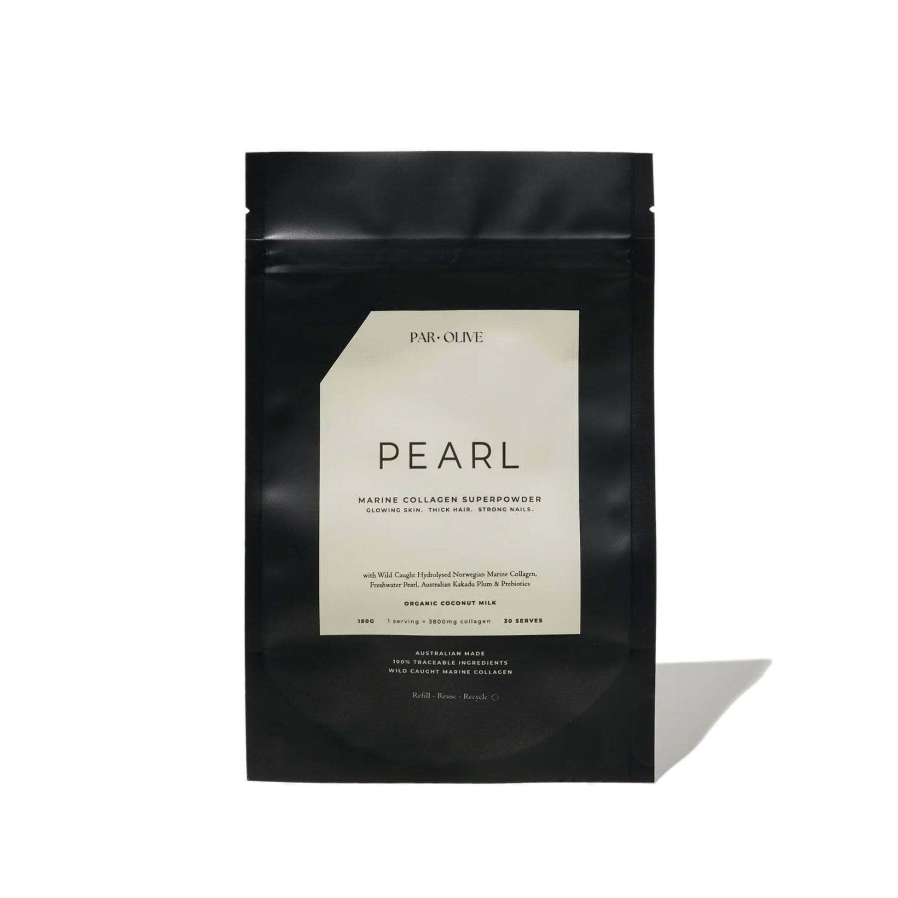 Par Olive Par Olive PEARL Marine Collagen Superpowder Refill Pouch - Organic Coconut 150g Collagen Powder