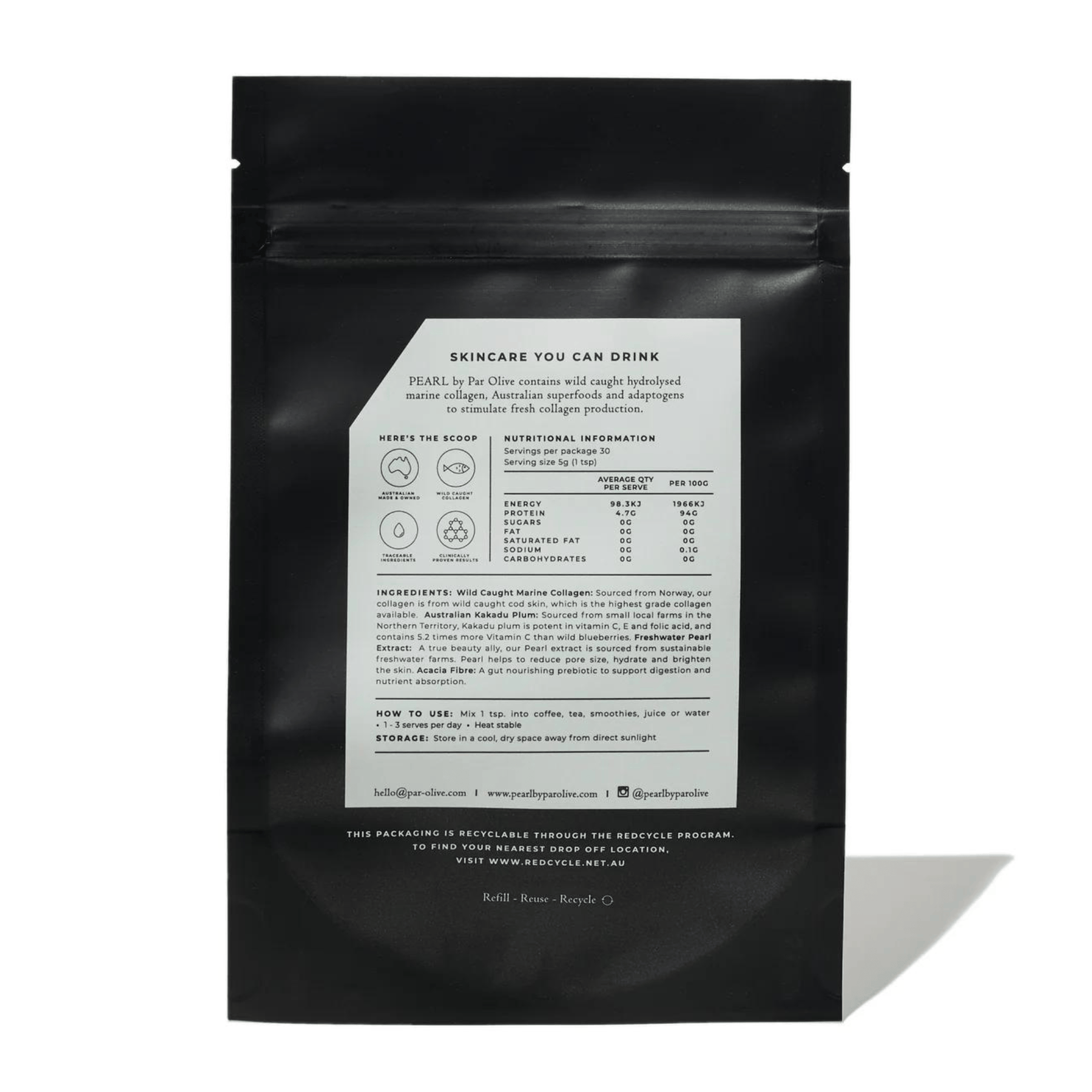 Par Olive Par Olive PEARL Marine Collagen Superpowder Refill Pouch - Unflavoured 150g Collagen Powder