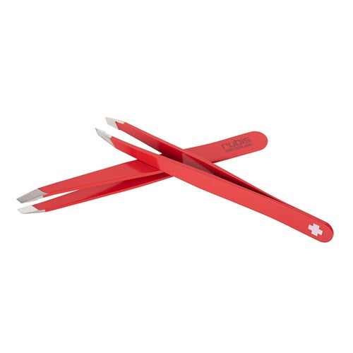 Rubis Rubis Classic Slant Tweezer - Red Stainless Steel Tweezers