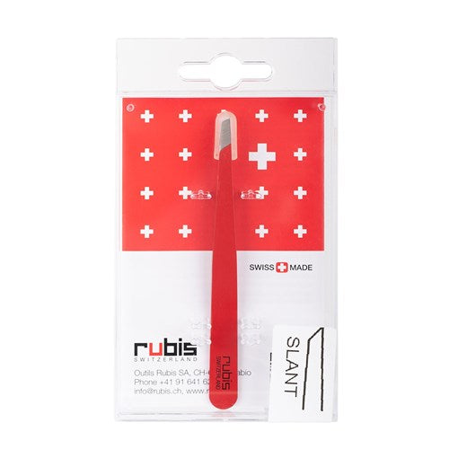 Rubis Rubis Classic Slant Tweezer - Red Stainless Steel Tweezers