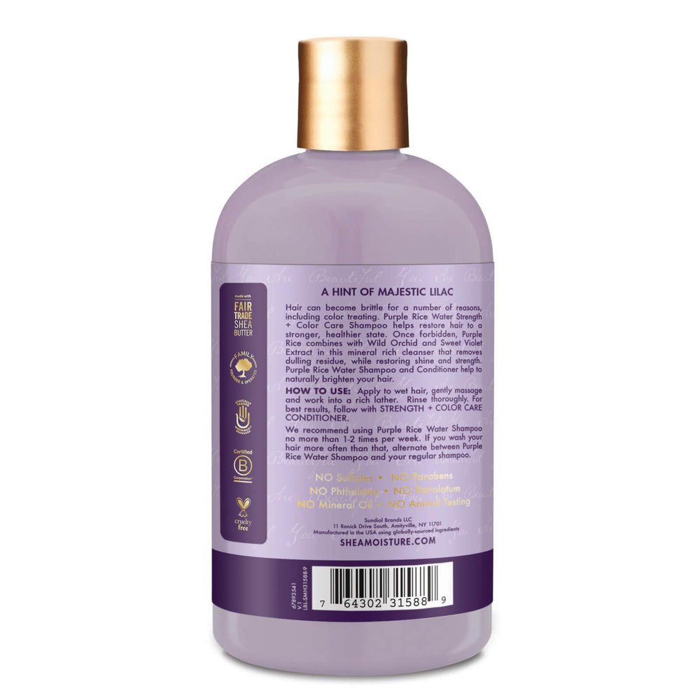 SheaMoisture 3X Shea Moisture 399ml Shampoo Strength And Colour Care Purple Rice Water With Wild Orchid And Sweet Violet Extract - 399ml Hair Care