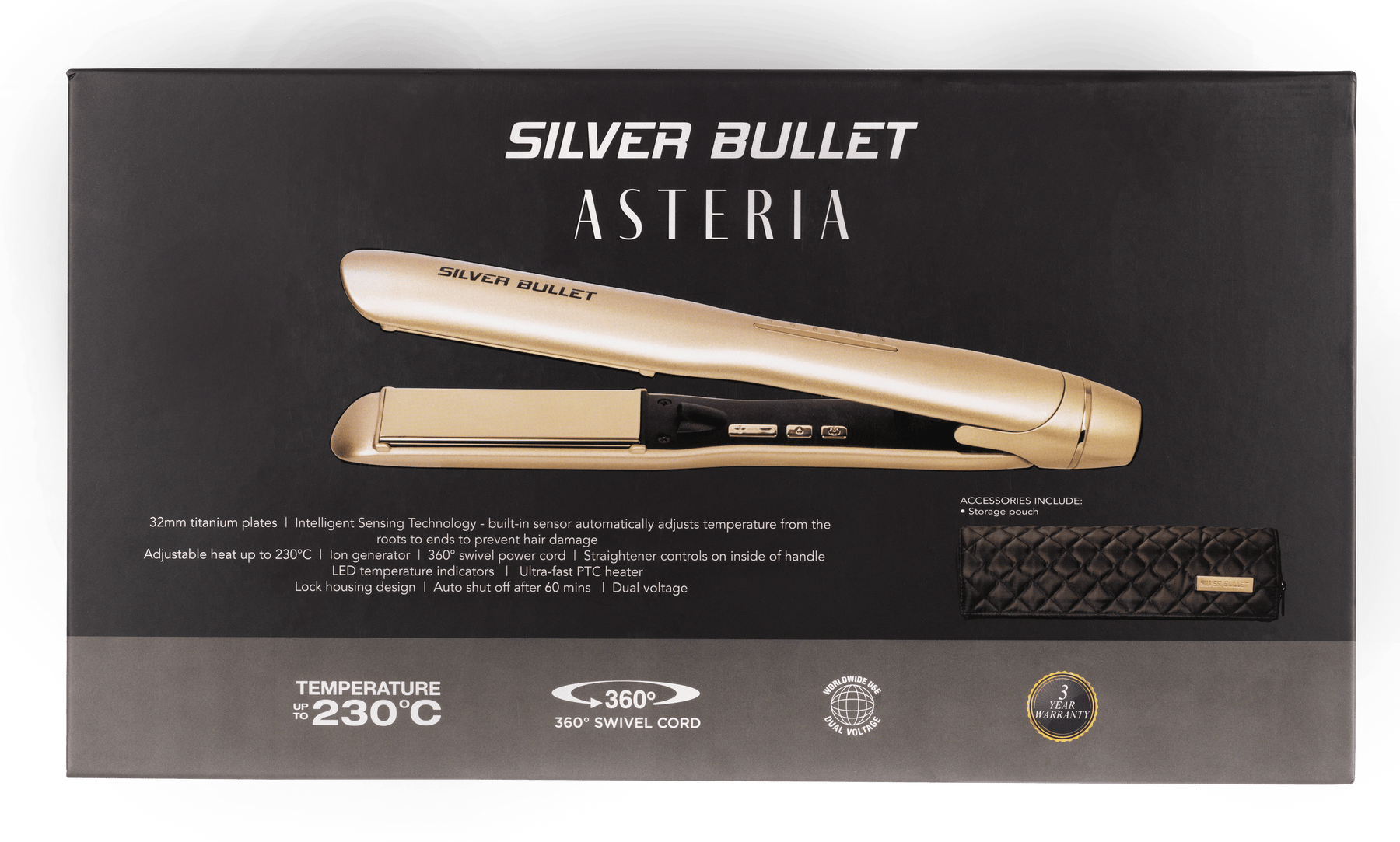 Silver Bullet Silver Bullet Asteria Ionic Titanium 32mm Hair Straightener - Champagne