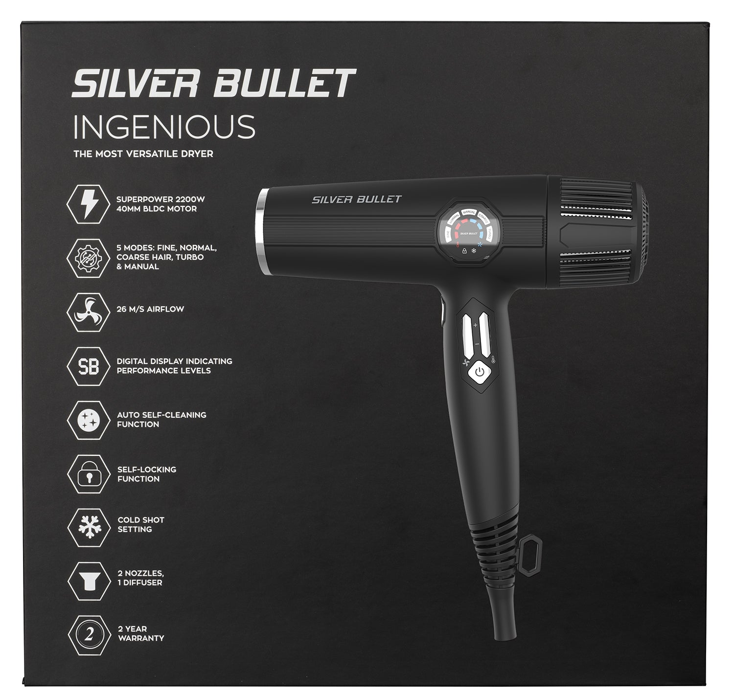 Silver Bullet Silver Bullet Ingenious Hair Dryer - Black