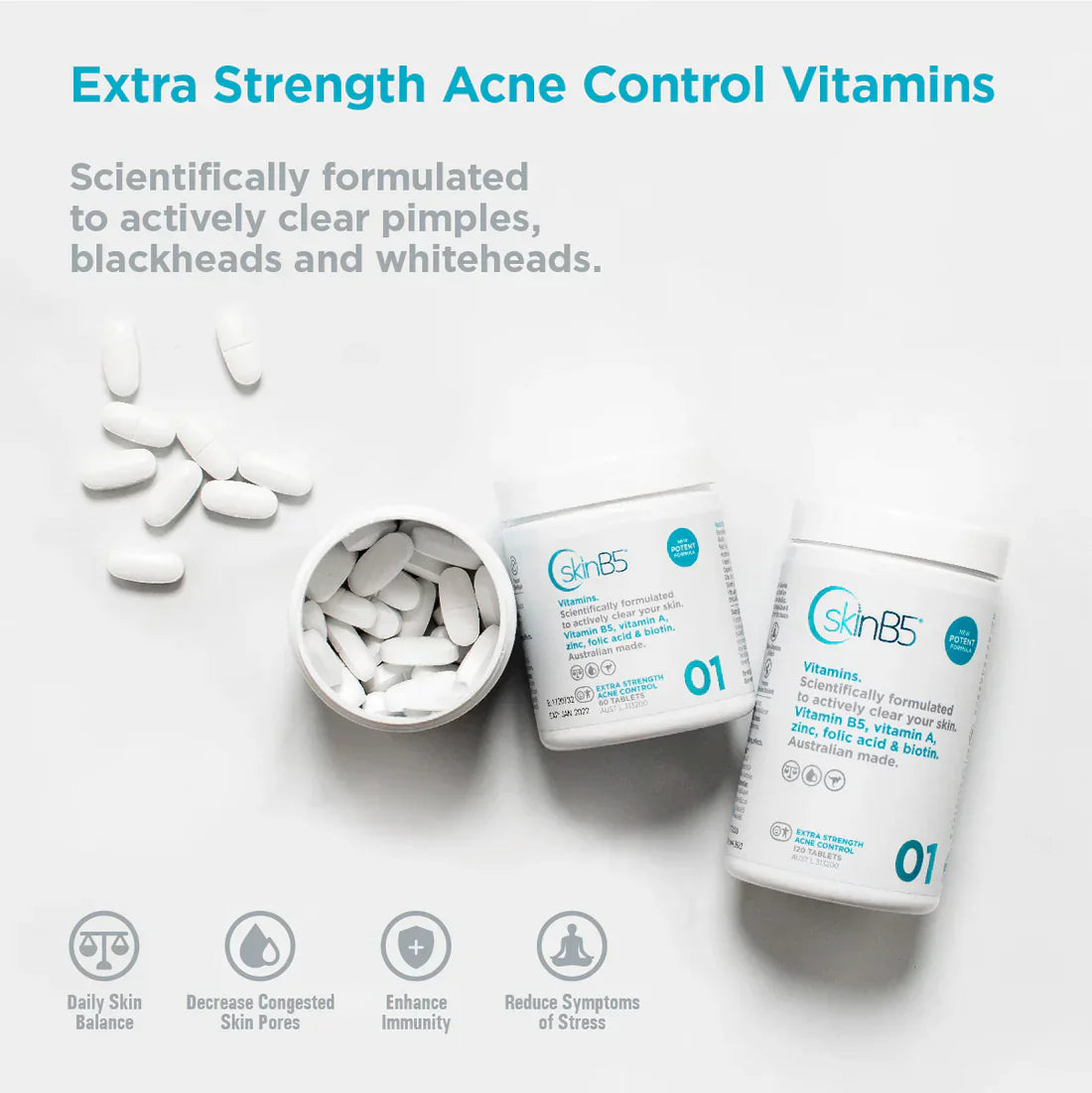 SkinB5 SkinB5 Extra Strength Acne Control Tablets x 60 Wellness
