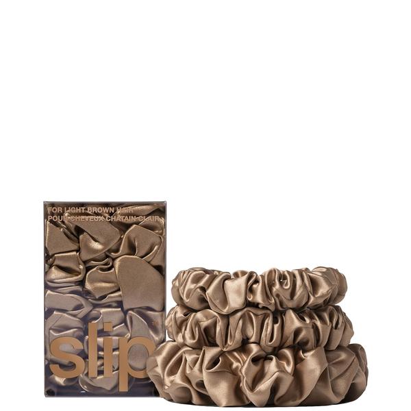 Slip Light Brown Slip Pure Silk Back To Basics Assorted Scrunchie Set (Various Colours) Hair Care