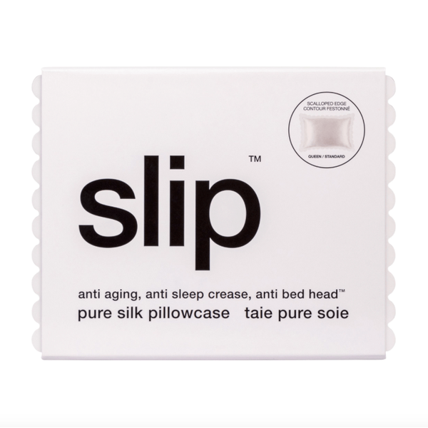 Slip Slip Pure Silk Queen Pillowcase - White Scollop Wellness