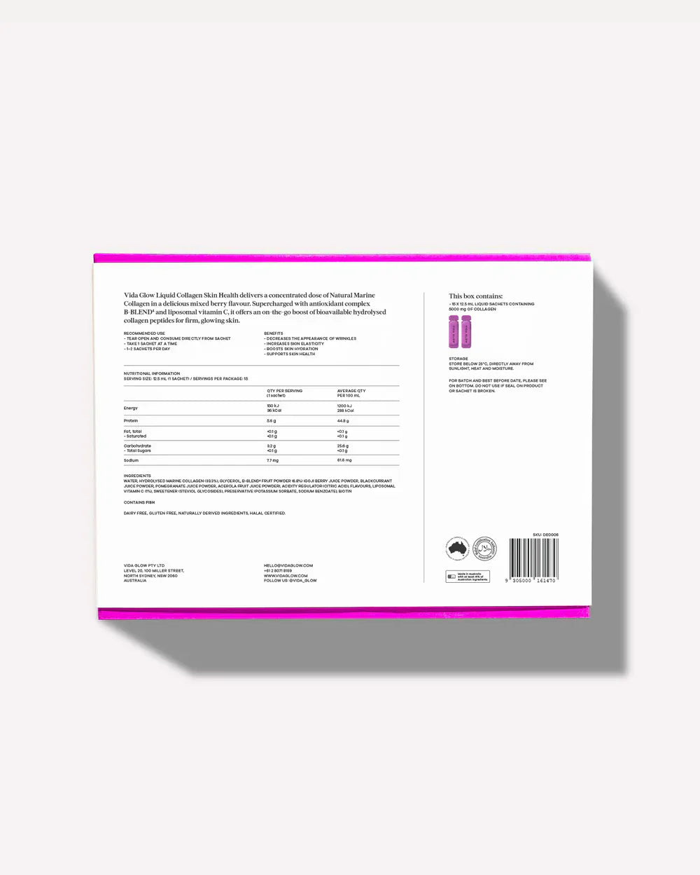 Vida Glow Vida Glow Liquid Collagen Skin Health Mixed Berry - 15 sachets Collagen Powder