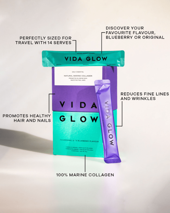 Vida Glow Vida Glow Starter Pack - Natural Marine Collagen Original and Blueberry 14 serves Inner Beauty