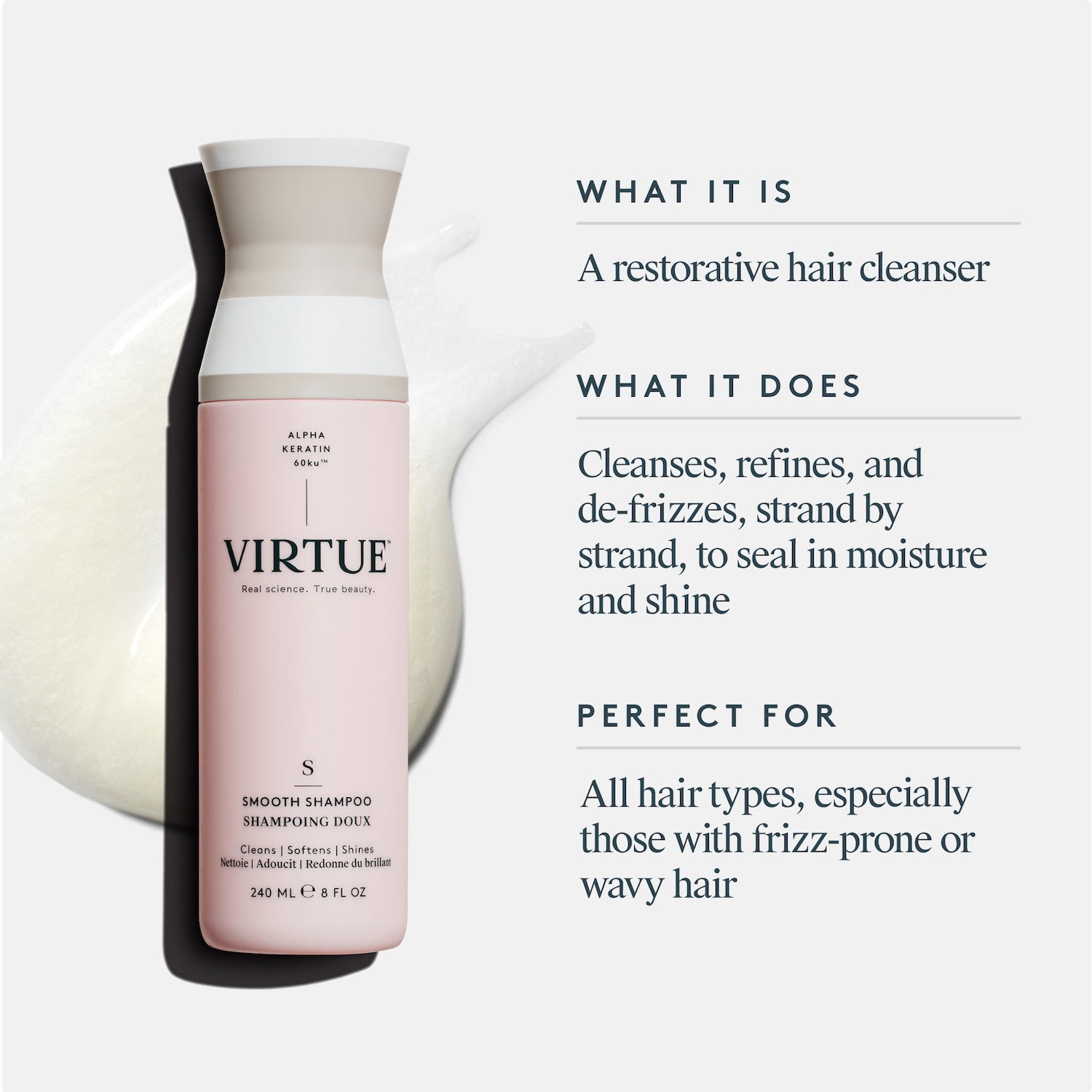 Virtue Virtue Smooth Shampoo 240ml Hair Care