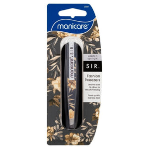 Manicare Tweezers Slant Tip - Black Floral