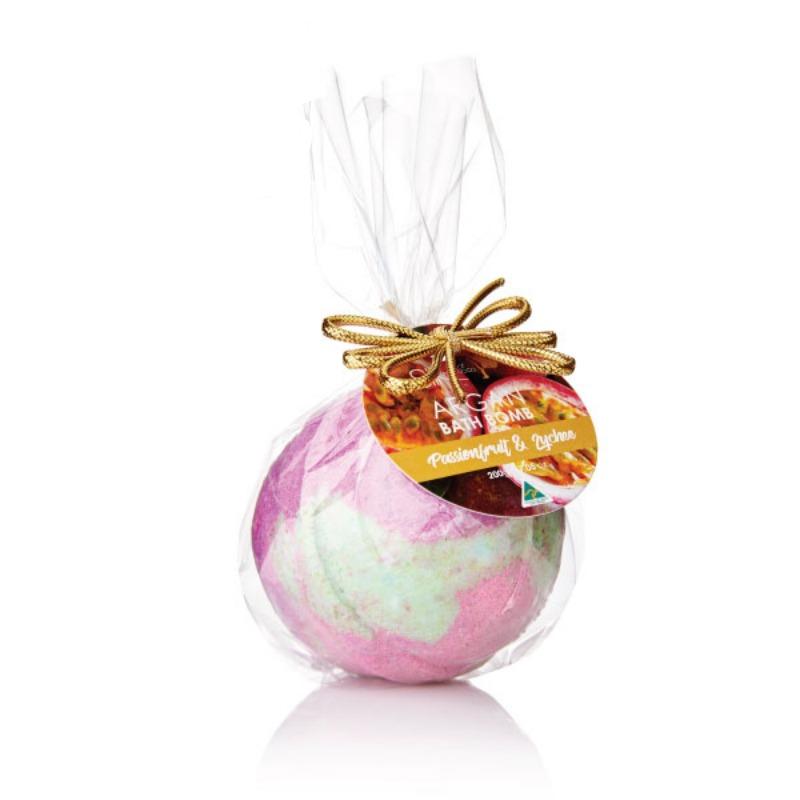 
            
                Load image into Gallery viewer, Silk Oil Of Morocco Argan Bath Bomb - Passionfruit &amp;amp; Lychee
            
        